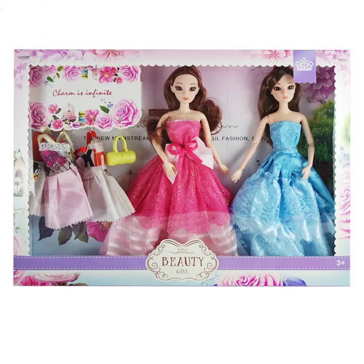 Pink Foldable Cartoon Window Gift Set Box For Doll
