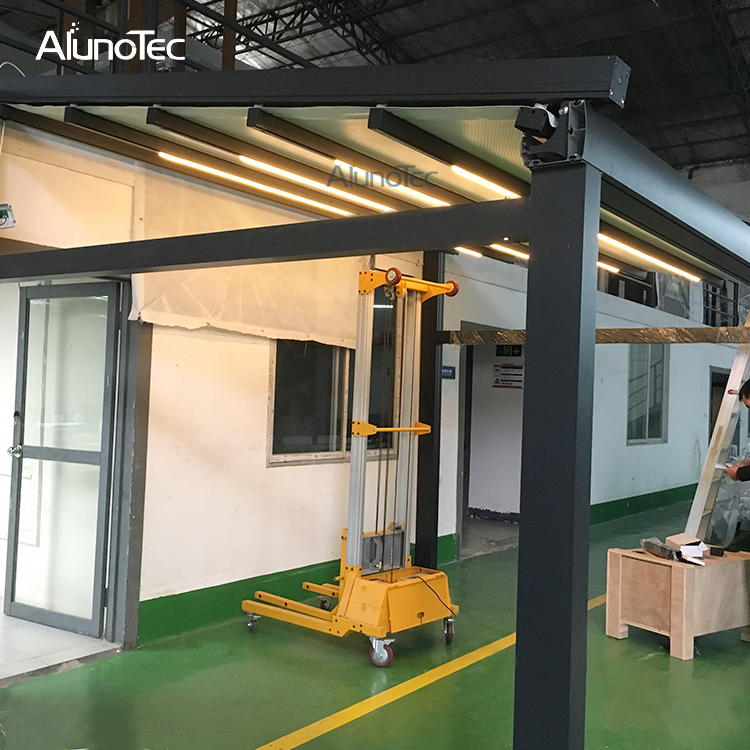 Pergola extérieure Toit Rétractable Auvent Avec LED Lumières