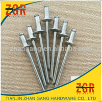 Fournisseur de quincaillerie ZGR, rivets aveugles en aluminium de type ouvert à tête bombée 5050 de couleur, DIN 7337, prix d'usine