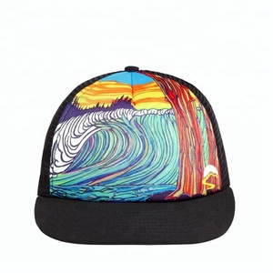 Sombrero de camionero con estampado de sublimación de malla de espuma de 5 paneles coloridos personalizados, tela de sarga con característica común, gorra personalizada - Product Image 4