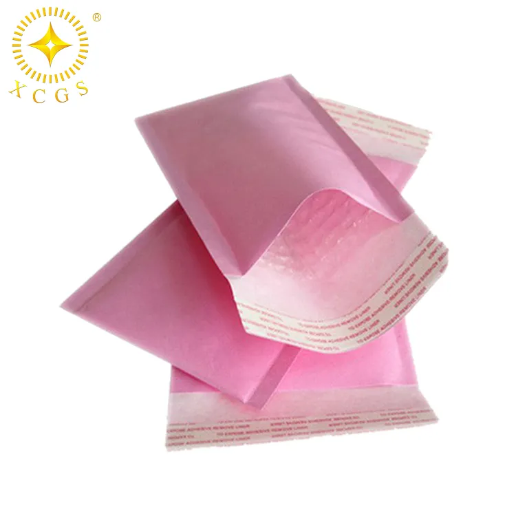 Toptan özel yastıklı zarflar çanta pembe kraft kağıt wrap kabarcık astar postaları üreticisi