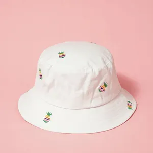 Özel pamuk nakış logo kapağı kova şapka