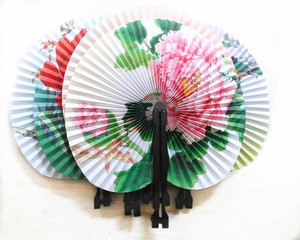 Abanicos de papel redondos florales chinos plegables, recuerdos de mesa de boda