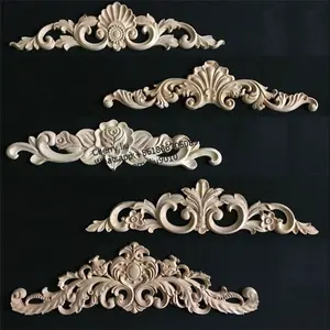 European Style Decoration Crafts Decorative Wood Carving Wall Applique Onlays