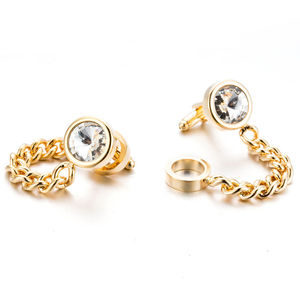 High Quality Double <strong>Initial</strong> Custom logo Engraved Blanks Pen Set Chain Crystal <strong>Cufflink</strong> - Product Image 2