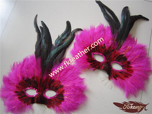 Fuentes Del Partido Del Bachelorette Rose Red Mardi Gras Máscara <span class=keywords><strong>de</strong></span> Plumas <span class=keywords><strong>de</strong></span> Pavo - Product Image 3