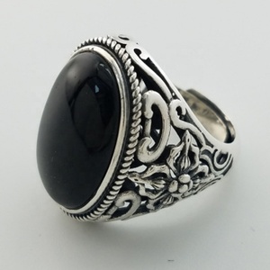 แหวนเงินแท้ 925 ประดับพลอยโอปอลสีดำ งานแฮนด์เมด - Product Image 5