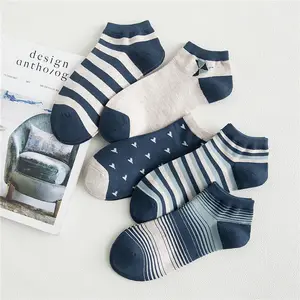 JD0044 2018 Nouveau Style 200 Aiguille hommes Bateau Chaussettes Pur Coton Bleu Marine Style Loisirs hommes Chaussettes