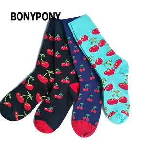 Bonypony卸売小売カスタムメイドブランディングロゴパーソナライズされた男性女性高品質面白いファンキーなハッピーニーハイソックス