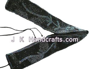 Belles Ceintures de Travail en Miroir Noir Perlé Ethnique Jeté Inde - Product Image 2