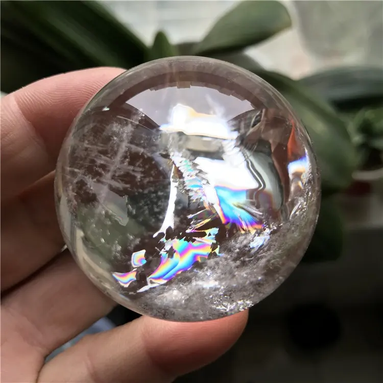 Großhandel natürliche Kristall kugel Heilung Regenbogen klare Quarz Kristall kugel für die Dekoration