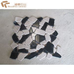 Mosaico de mármol roto para suelo, piedra Natural Ming, verde/blanco/Negro, precio bajo - Product Image 4