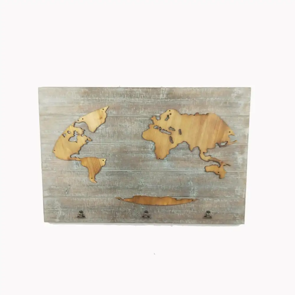 2022 Customized cheap retro antique decorative wood world map wall art