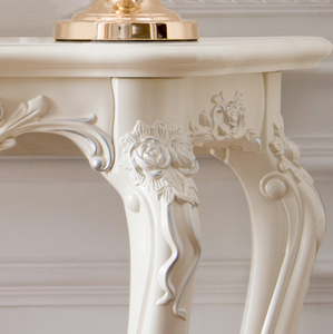 Antique Gold Silver Stroke White Cherry <strong>Brown</strong> Carved Furniture Console <strong>Table</strong> - Product Image 4