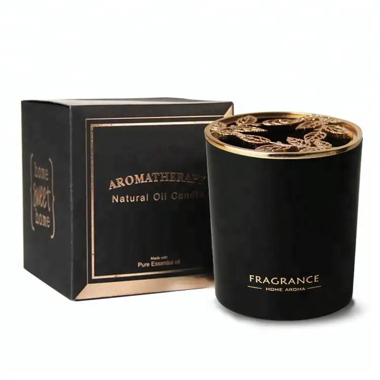 Bougie parfumée de luxe en cire de soja, au design spécial, noir, 1 pièce