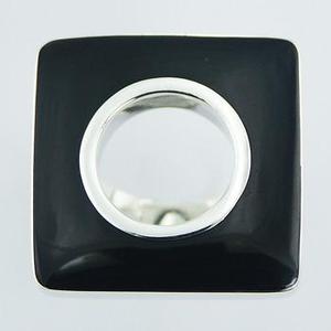 Anillo cuadrado abierto de Plata de Ley 925 de alta moda estilo étnico de concha negra para fiestas - Product Image 3