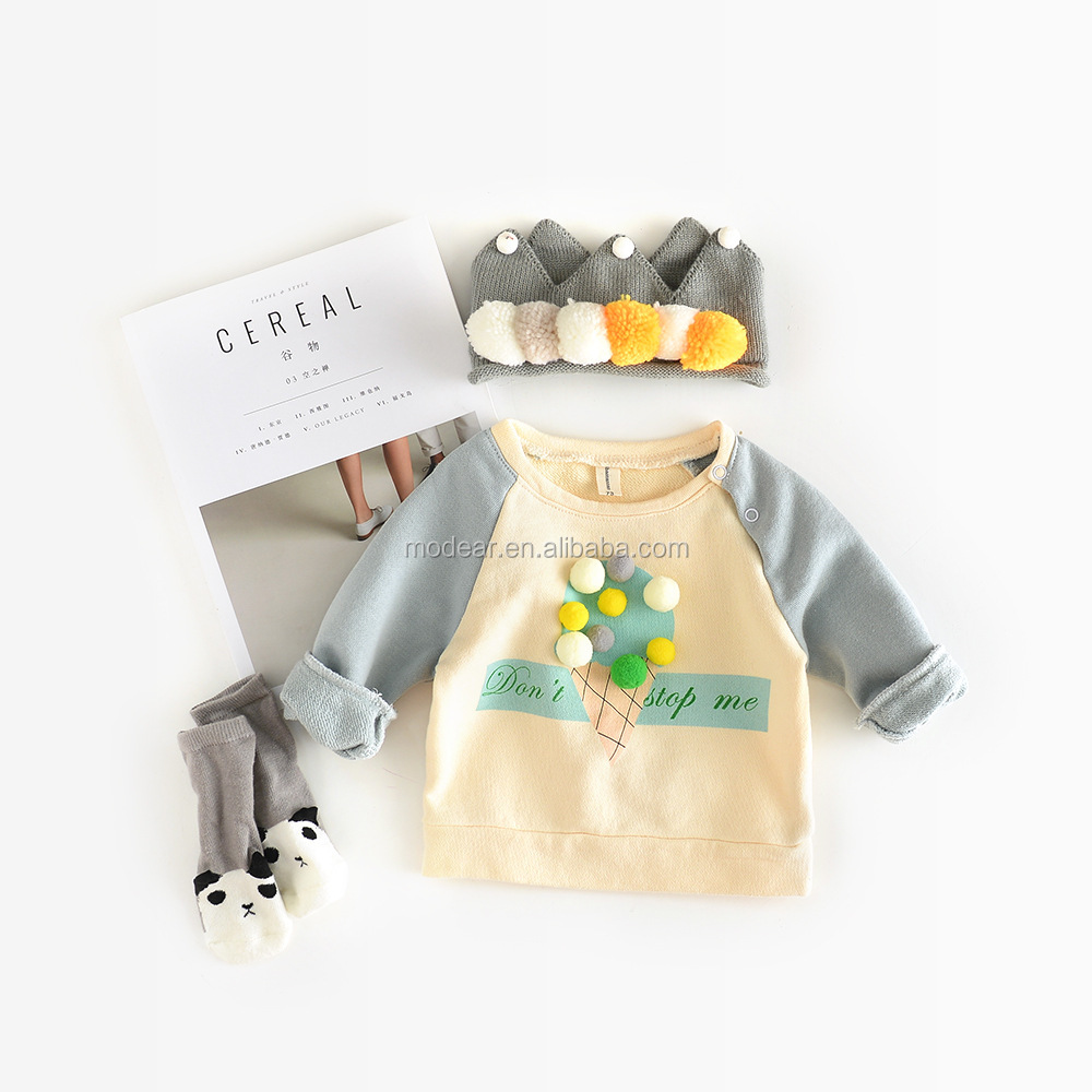 2017 Осень От 1 до 3 лет детская трикотажная одежда мороженое узор детские мягкие пуловер свитер
