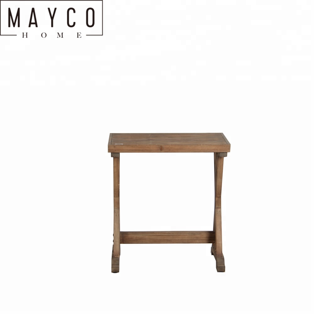 Mayco Accent Table Natural Wood Color Trestle Fancy Narrow End Table