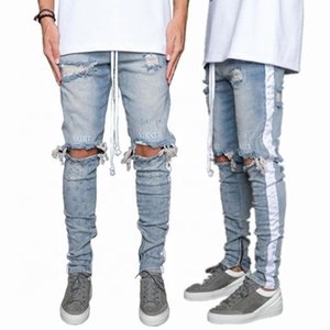 OEM Denim Designer Vente en Gros Authentique Homme Skinny Déchiré Fantaisie Sans Marque Biker Jeans <span class=keywords><strong>2</strong></span> - Product Image 1