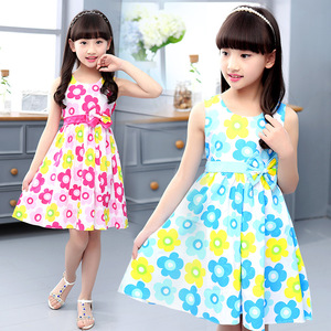 Abiti Estivi per Bambine con Stampa Floreale in Cotone, Vestiti <span class=keywords><strong>da</strong></span> <span class=keywords><strong>Principessa</strong></span> Economici all'Ingrosso - Product Image 3