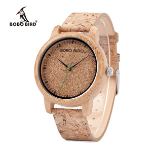 BOBO VOGEL top merk M11 natuurlijke bamboe handgemaakte mannen houten horloge met groene pointer