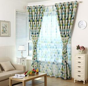 Fashion Popular Printing Fabric Geometric Style Curtain for Kids Bedroom 100% Polyester Flat <strong>Window</strong> <strong>Voile</strong> and Jacquard Grommet - Product Image 4