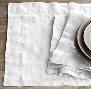 Hemstitch Napkin 100% Linen Table Stone Washed Napkin Dinner Napkin