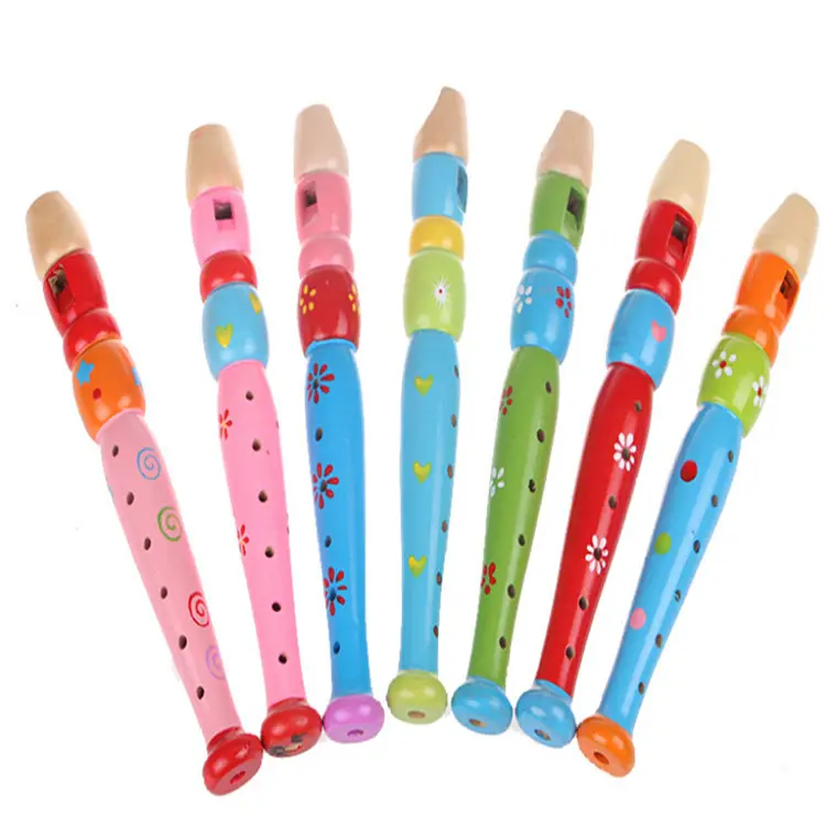 factory wholesale colorful funny children love short kids wooden flute musical instrument