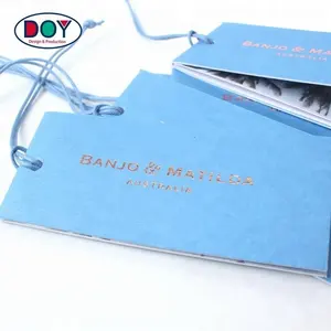 Custom Foil Printing Name Color Page Instructions Booklet Apparel Paper Hang Tags with Wax String