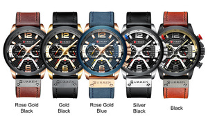 Montres pour hommes Curren, livraison gratuite, marque haut de gamme, montre chronographe de luxe, cuir, étanche, montre de sport pour hommes, montre-bracelet masculine - Product Image 6