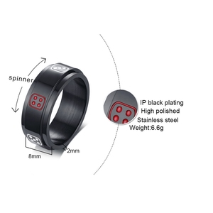 New Designs <strong>Man</strong> Black Stainless Steel Enamel Dice Logo <strong>Spinner</strong> <strong>Rings</strong> - Product Image 4