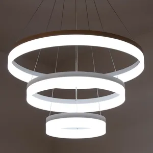 LED avize modern restoran ışıkları oturma odası lamba avize Akrilik dairesel halka şeklindeki moda yaratıcı çalışma lambaları
