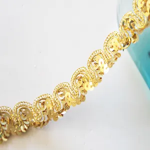 Fashion Sequin Braid Trimming Crochet Gold Custom Trim For Garment Decoration Sewing Trims