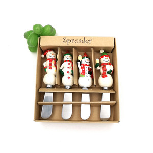 Scatola di colore di imballaggio Di Natale pupazzo di neve 4 pezzi di formaggio coltello coltello per il burro - Product Image 2