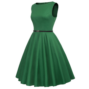 CL6086-62 Grace Karin 50 Modelli <span class=keywords><strong>Abito</strong></span> Vintage Anni '50 <span class=keywords><strong>Verde</strong></span> Scuro Senza Maniche Lunghezza al Ginocchio in Cotone per Donna - Product Image 2