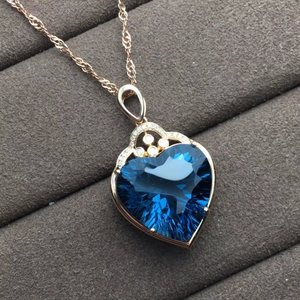 Professionnel 18K or véritable diamant luxe classique naturel <span class=keywords><strong>bleu</strong></span> topaze <span class=keywords><strong>ensemble</strong></span> de bijoux pour les femmes pour les mariages fiançailles pierres précieuses - Product Image 3