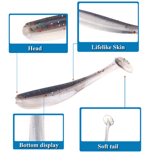 10 unids/set de goma realista suave T de cola gusano Señuelos de Pesca cebo con <span class=keywords><strong>copos</strong></span> de pesca - Product Image 4