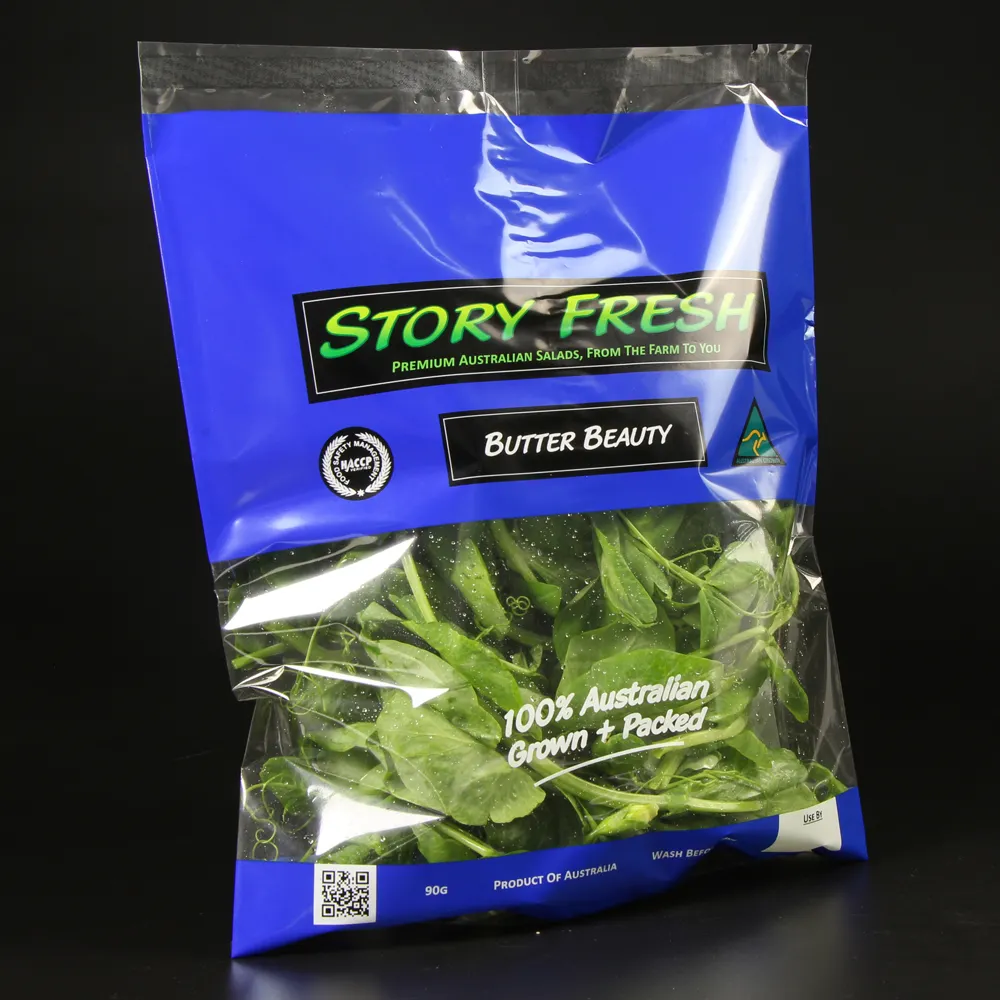 Fresh Herb Lettuce Vegetable Plastic Packing Bags Anti-Fog With Customized Logo
