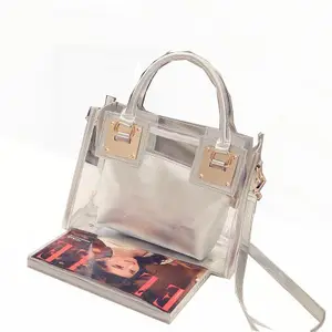 Jelly handbags summer clutch clear plastic stadium messenger bag,clear messenger bag pvc beach crossbody bag