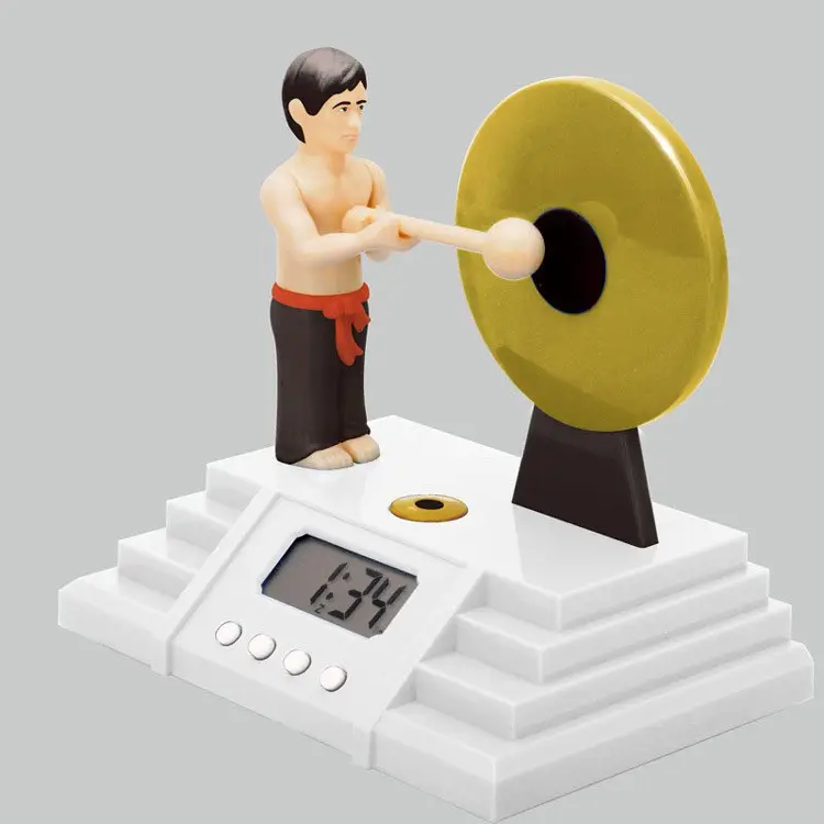 Uchome Lucu Bruce Lee Memukul Gong Jam Alarm Digital