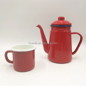 Nhật Bản Thiết Kế Bộ Đồ Ăn Màu Đỏ Và Trắng Men Cà Phê Ấm Đun Nước/Dầu Ấm Đun Nước/Cà Phê Nồi - Product Image 2