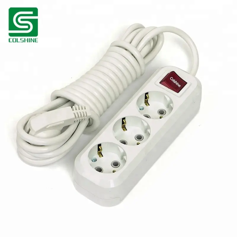 Colshine 3 way/6 way power electrical extension socket with switch and neon /power socket outlet with earth connection