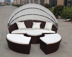 Muebles de exterior Sofá De Mimbre con Cubierta Retráctil/Redondo Modulares Ratán Diván - Product Image 2