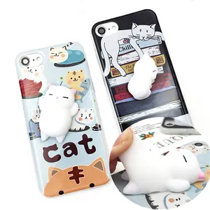 Mooie 3d Squeeze Squishy Luie Kat Siliconen Telefoon Behuizing Mobiele Telefoon Case Voor Iphone Zachte Tpu Cover