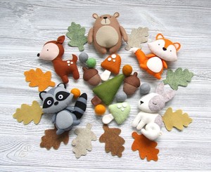 <strong>Felt</strong> Woodland <strong>Animals</strong> Stuffed <strong>Felt</strong> <strong>Animal</strong> Ornaments for Baby Toy Room Decoration - Product Image 2
