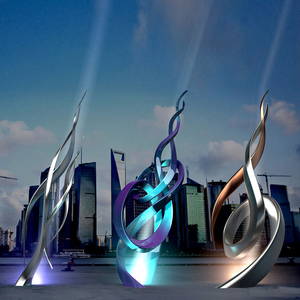 <span class=keywords><strong>Sculpture</strong></span> carrée urbaine moderne d'acier inoxydable de statue d'éclairage public d'art en métal d'affichage pour la décoration extérieure