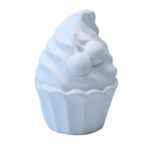 White Ceramic DIY Kid's Gift Piggy Bank Ice Cream Shape Unpainted Ceramic Bisque