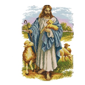 NKF-Kit de punto de cruz con cuentas para costura, kit de punto de cruz para bordado, Jesús y ovejas (3) - Product Image 1