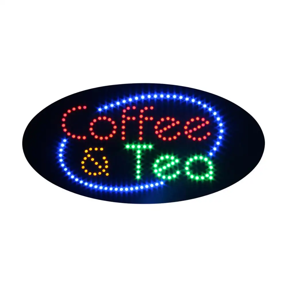 10x19 Inches Animated Coffee & Tea LED Sign for Coffee Shop, Tea House, Restaurant