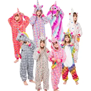 Großhandel kinder pyjamas tier onesie benutzerdefinierte flanell einhorn pyjamas onesie pyjamas